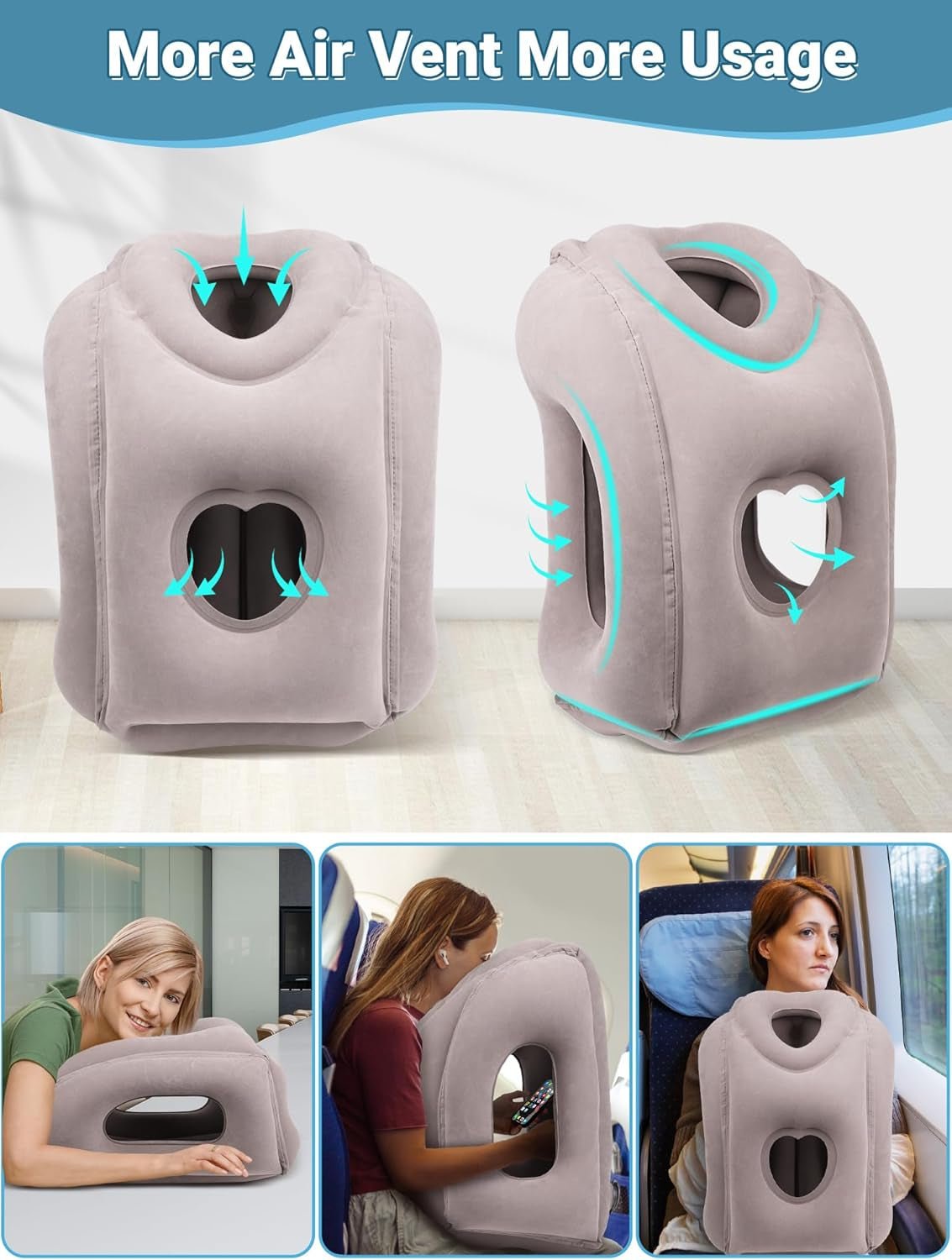 Grey TravelKit cervical travel pillow with ergonomic 45° support, designed for comfortable neck support during travel.