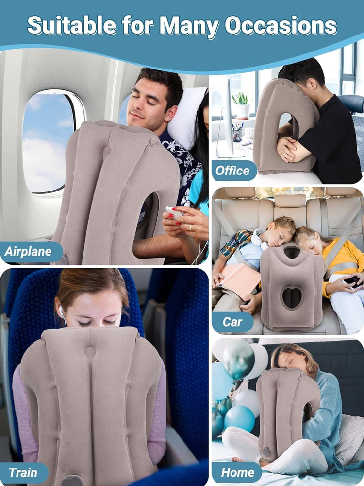 Grey TravelKit cervical travel pillow with ergonomic 45° support for neck comfort during travel.